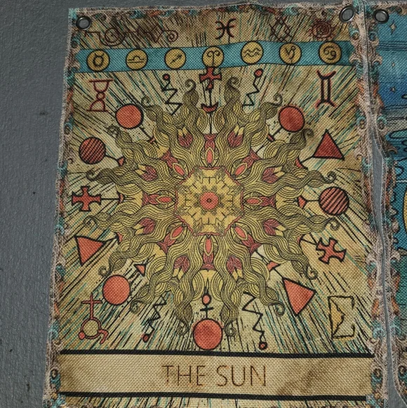 Small Tarot Card Tapestries The Sun, The Moon, and The Stars - Picture 2 of 5